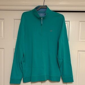 Vineyard Vines Men's Aqua Quarter Zip-Up